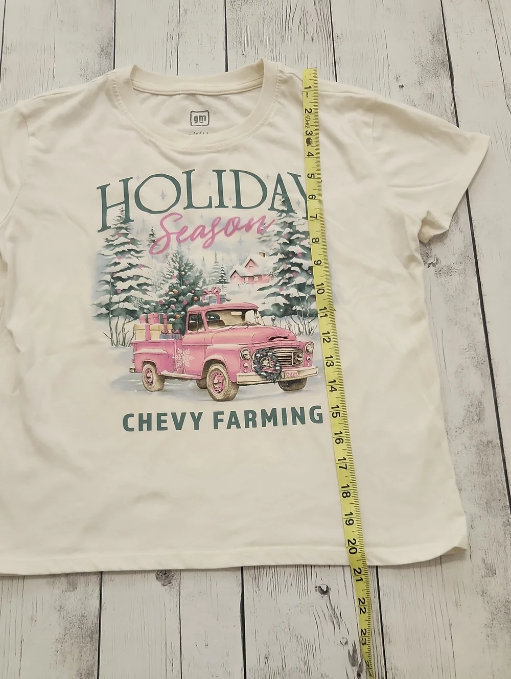Christmas Chevy Farming Seasonal Girls Large T Shirt